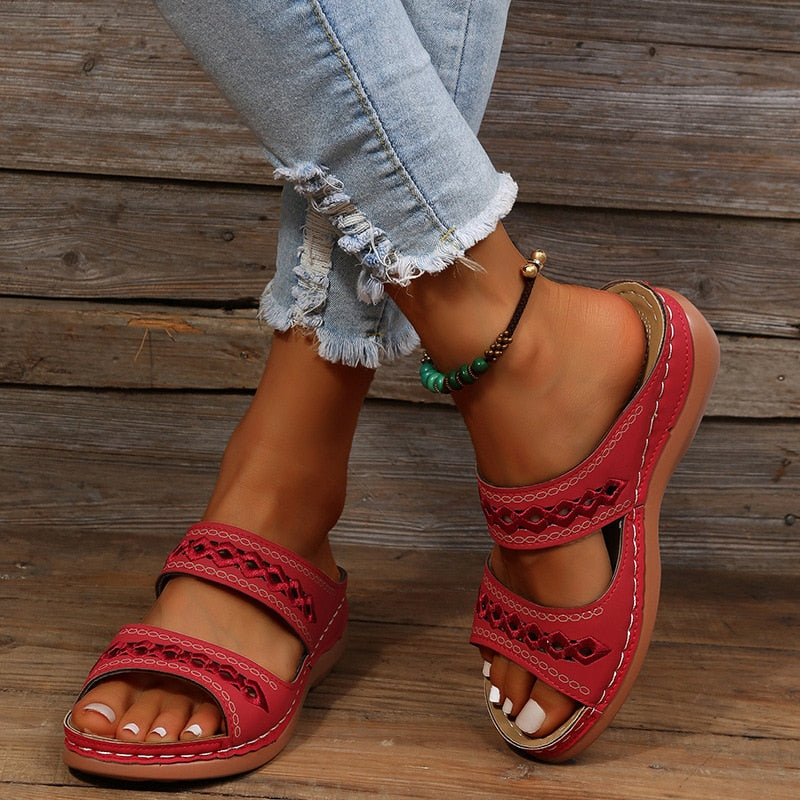 Orthopädische Sandalen Damen | Bequeme Komfortsandalen mit Fußbett & verstellbaren Riemen für gesundes Gehen im Alltag