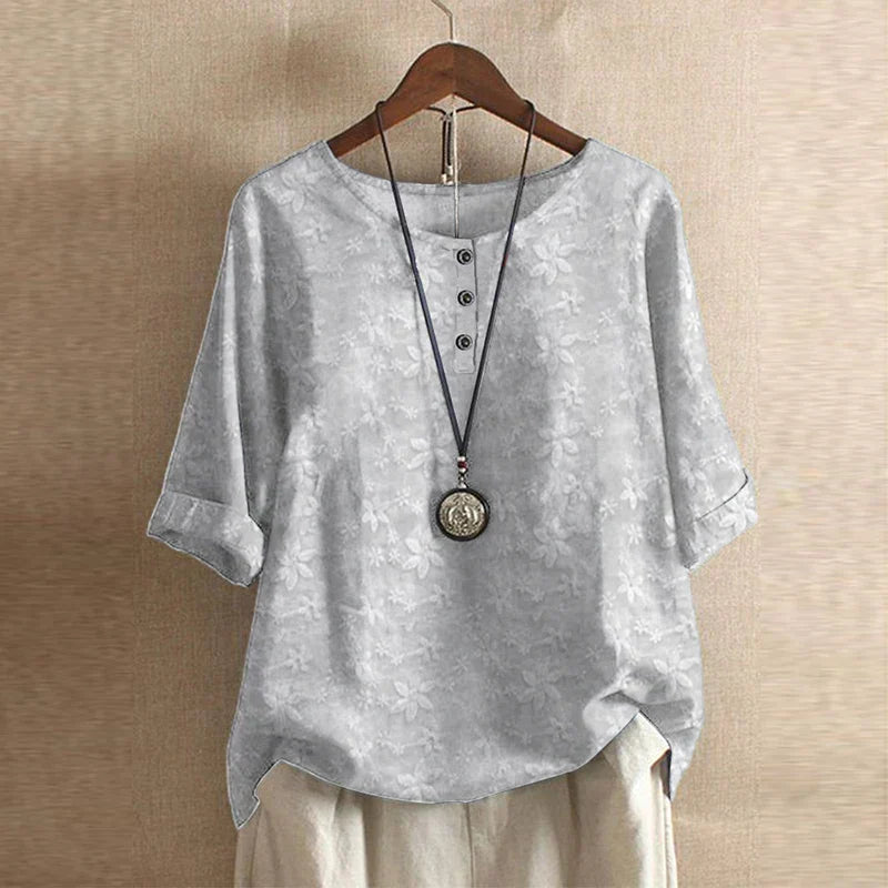 Women's blouse with vintage floral pattern