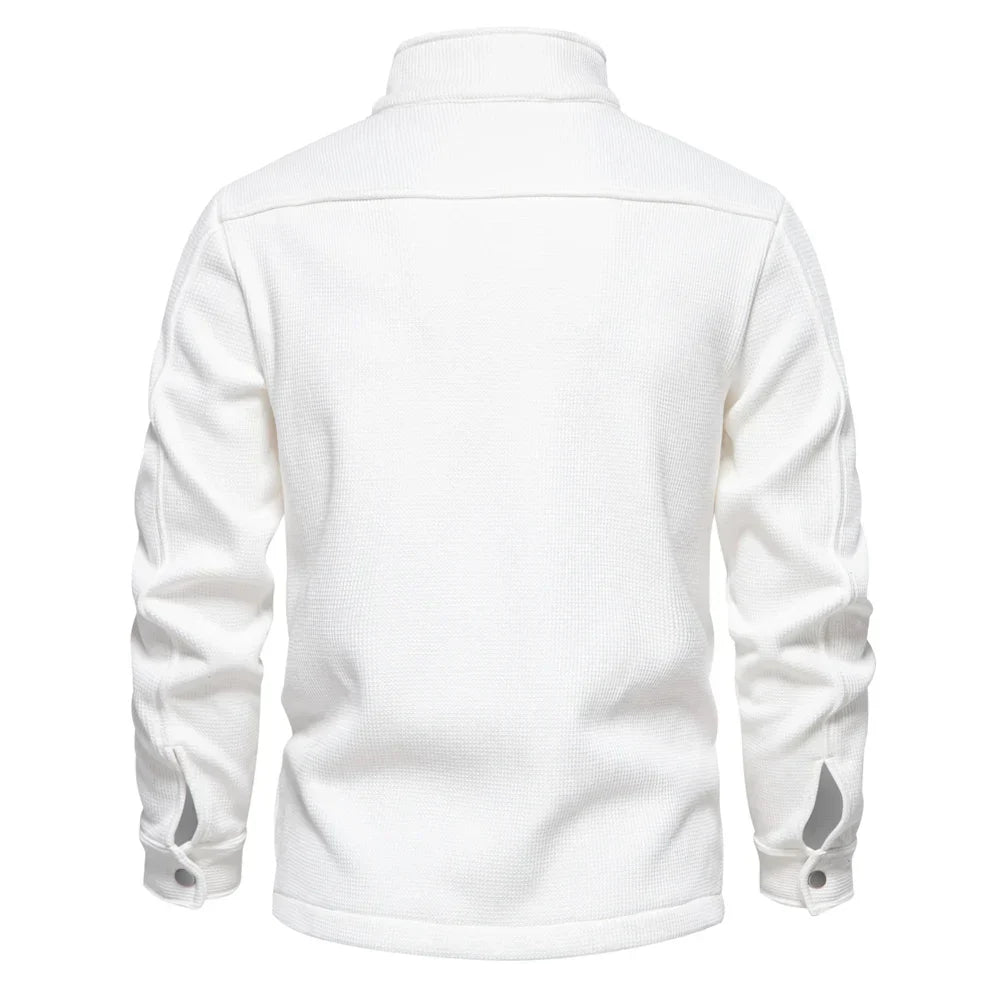 Men's winter jacket | With thick fleece lining | Stand-up collar with button placket