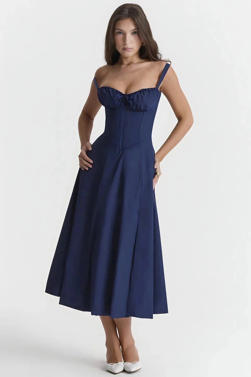 Elegantes Sommerkleid mit Korsett-Oberteil und Blumenmuster