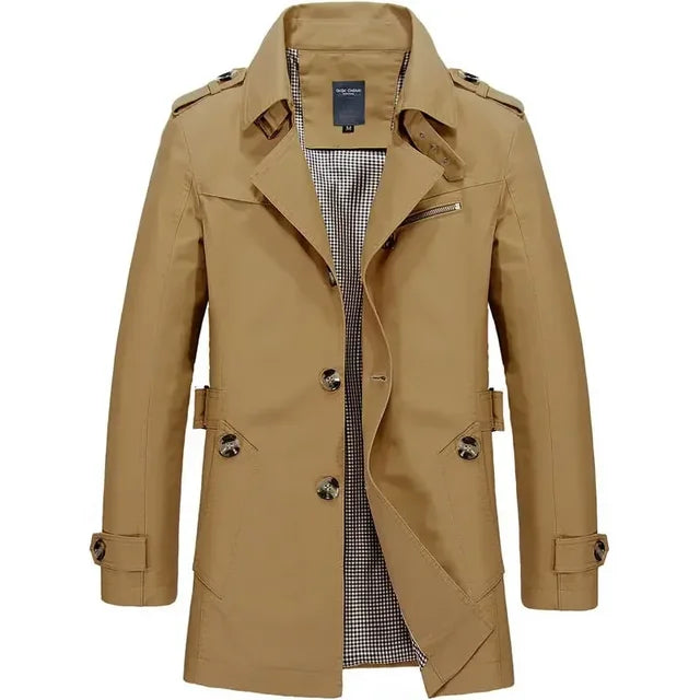 Men's Classic Trench Coat | Lightweight Summer Coat Breathable & Weatherproof | Elegant Transitional Jacket for Business & Leisure