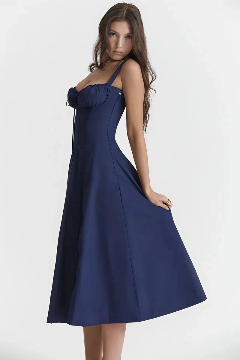 Elegantes Sommerkleid mit Korsett-Oberteil und Blumenmuster