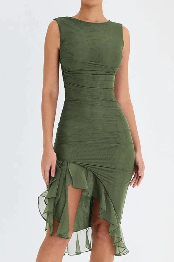 Elegantes Mesh-Midikleid