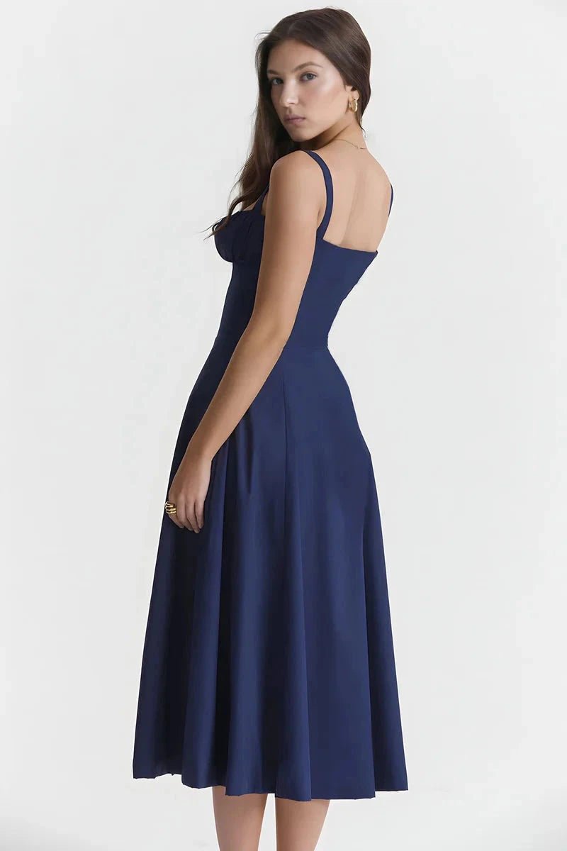 Elegantes Sommerkleid mit Korsett-Oberteil und Blumenmuster