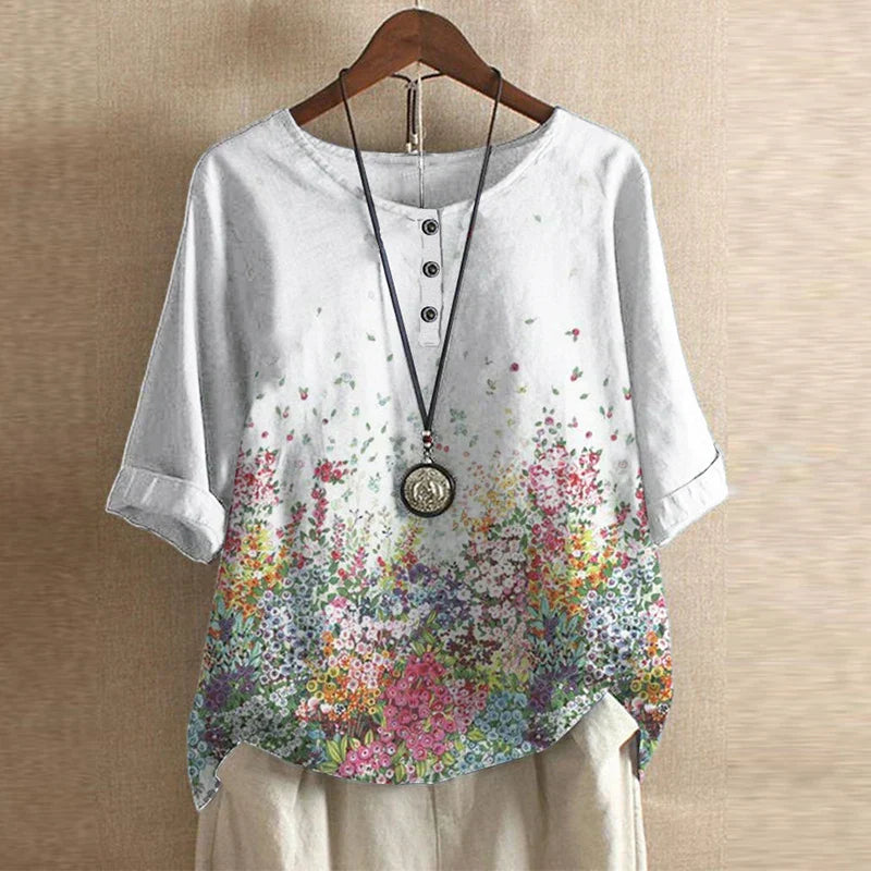 Women's blouse with vintage floral pattern