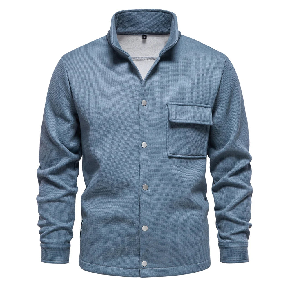 Men's winter jacket | With thick fleece lining | Stand-up collar with button placket