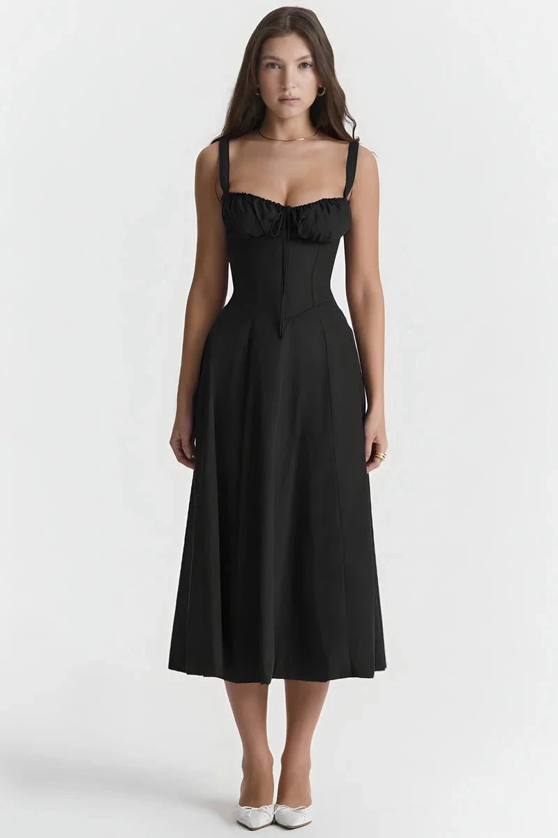 Elegantes Sommerkleid mit Korsett-Oberteil und Blumenmuster