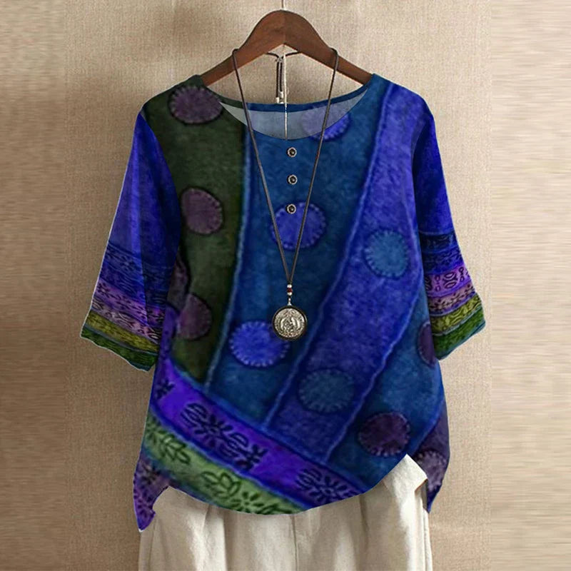 Women's blouse with vintage floral pattern