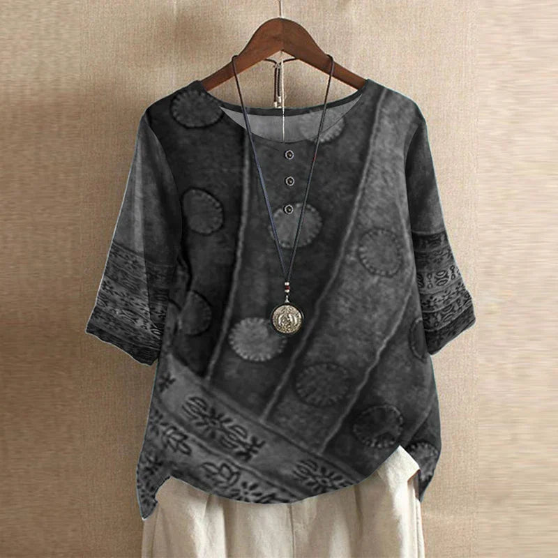 Women's blouse with vintage floral pattern