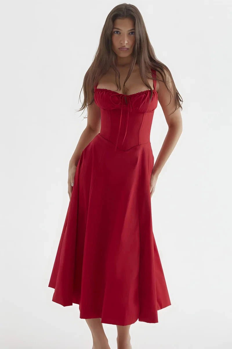 Elegantes Sommerkleid mit Korsett-Oberteil und Blumenmuster
