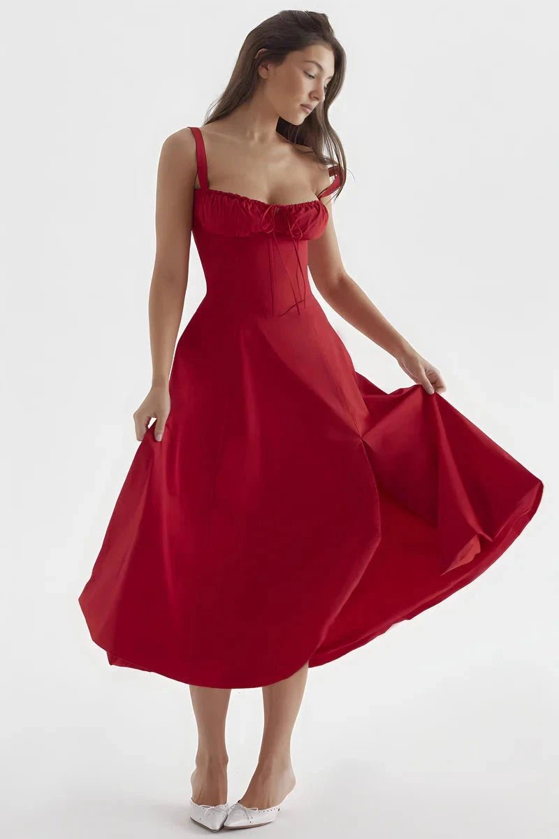 Elegantes Sommerkleid mit Korsett-Oberteil und Blumenmuster