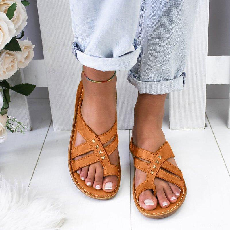 STEPURA | Women's Sandals - Flat Orthopedic Design with Padded Cross Straps 1