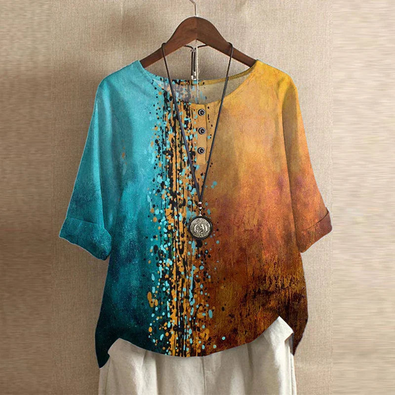 Women's blouse with vintage floral pattern