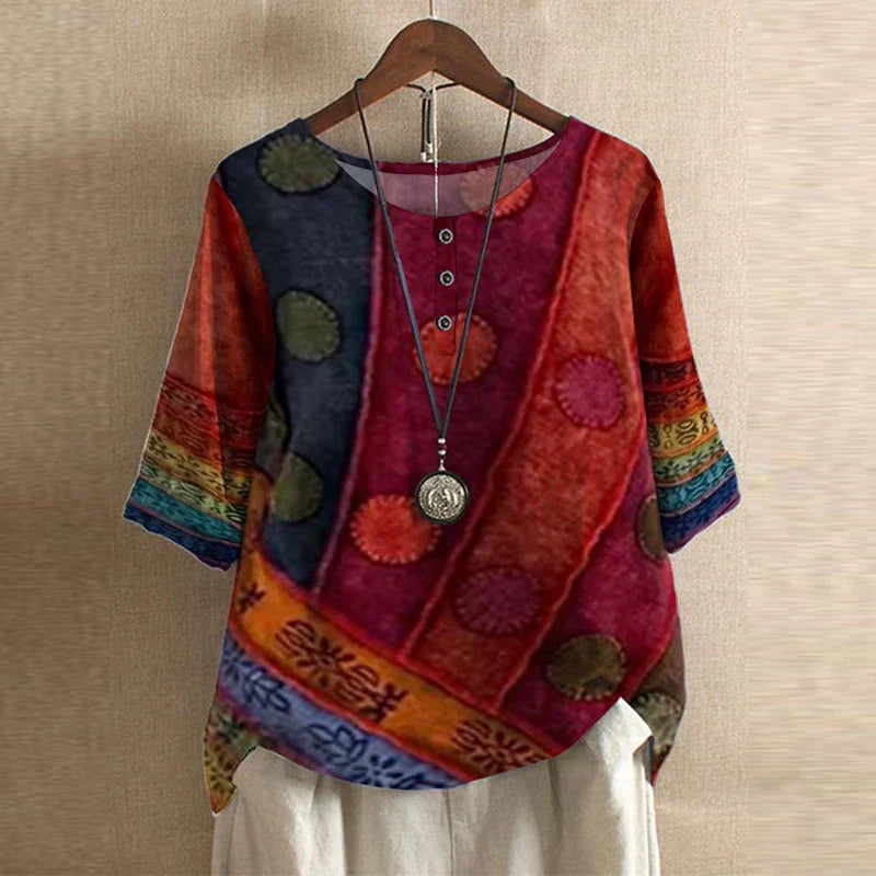 Women's blouse with vintage floral pattern