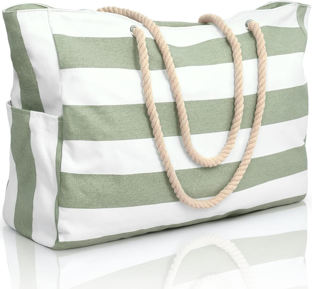 NOUVEAU RICHE Wasserdichte Extragroße Strandtasche Mit Taschen Für Wochenendtrips Grün aktualisieren