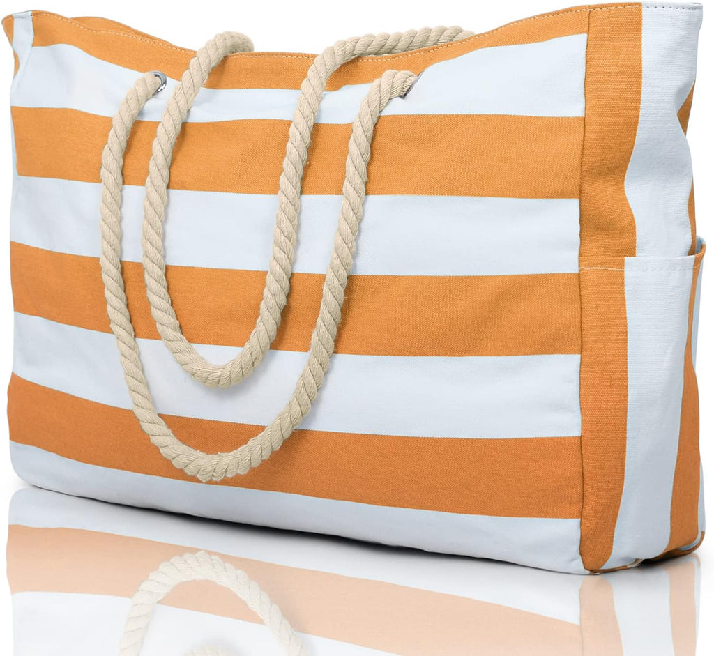 NOUVEAU RICHE Wasserdichte Extragroße Strandtasche Mit Taschen Für Wochenendtrips Orange