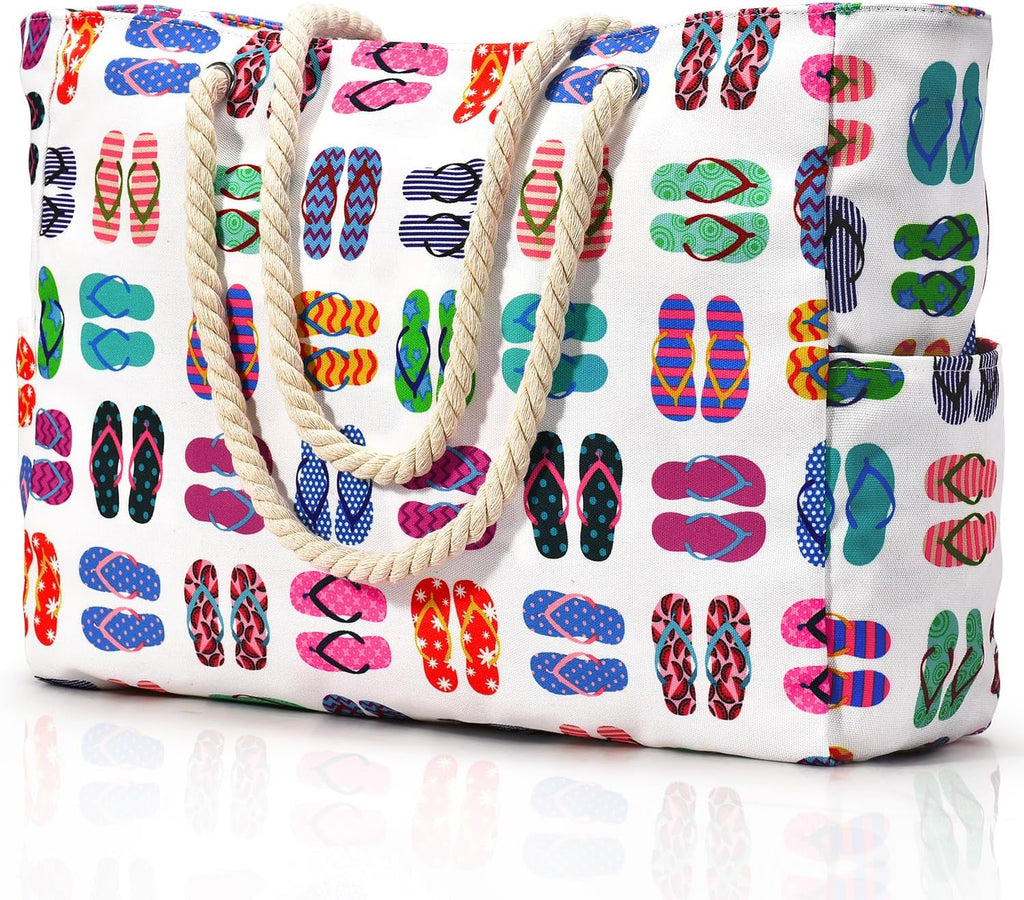 NOUVEAU RICHE Wasserdichte Extragroße Strandtasche Mit Taschen Für Wochenendtrips Slipper