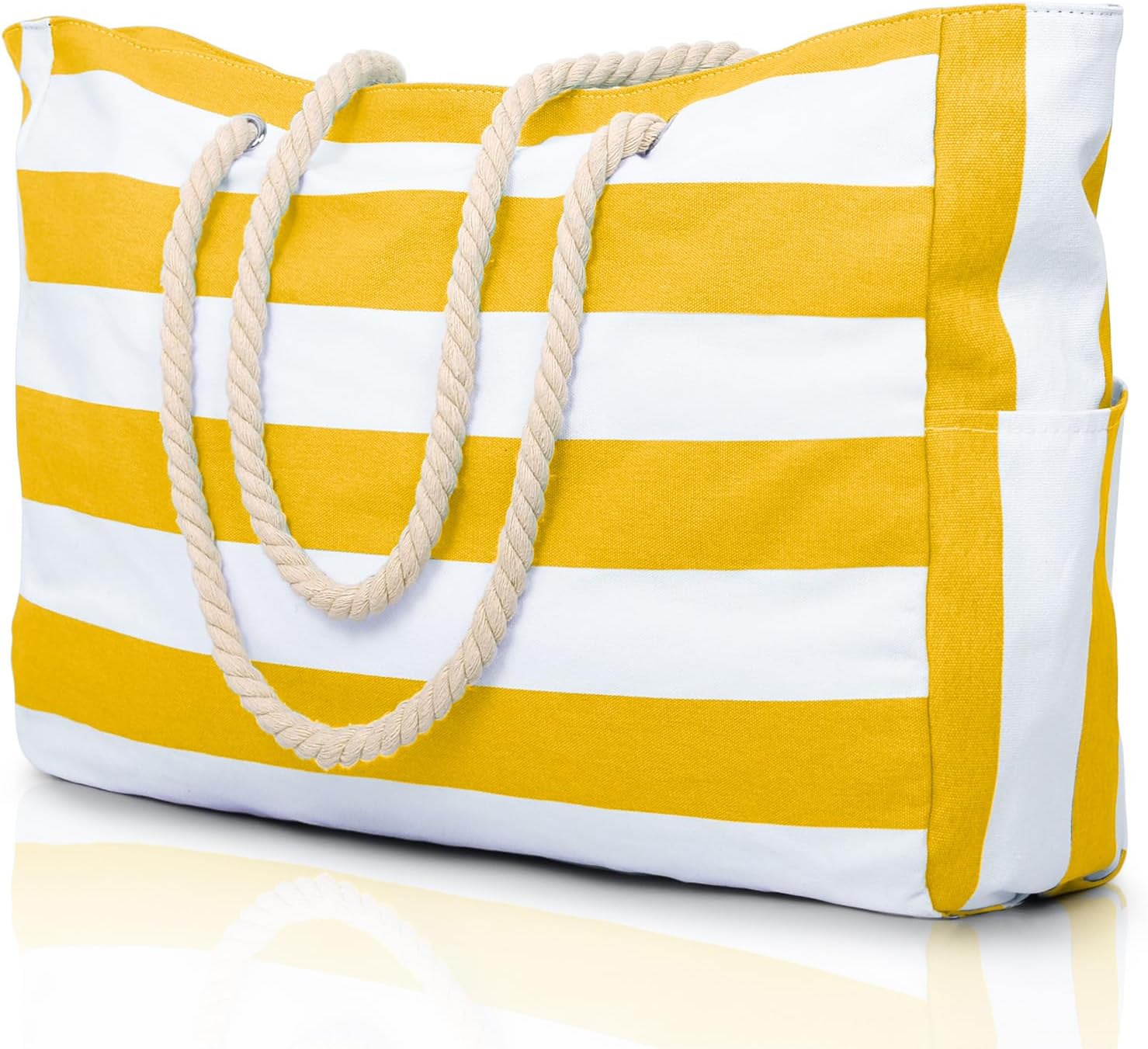 NOUVEAU RICHE Wasserdichte Extragroße Strandtasche Mit Taschen Für Wochenendtrips Gelb