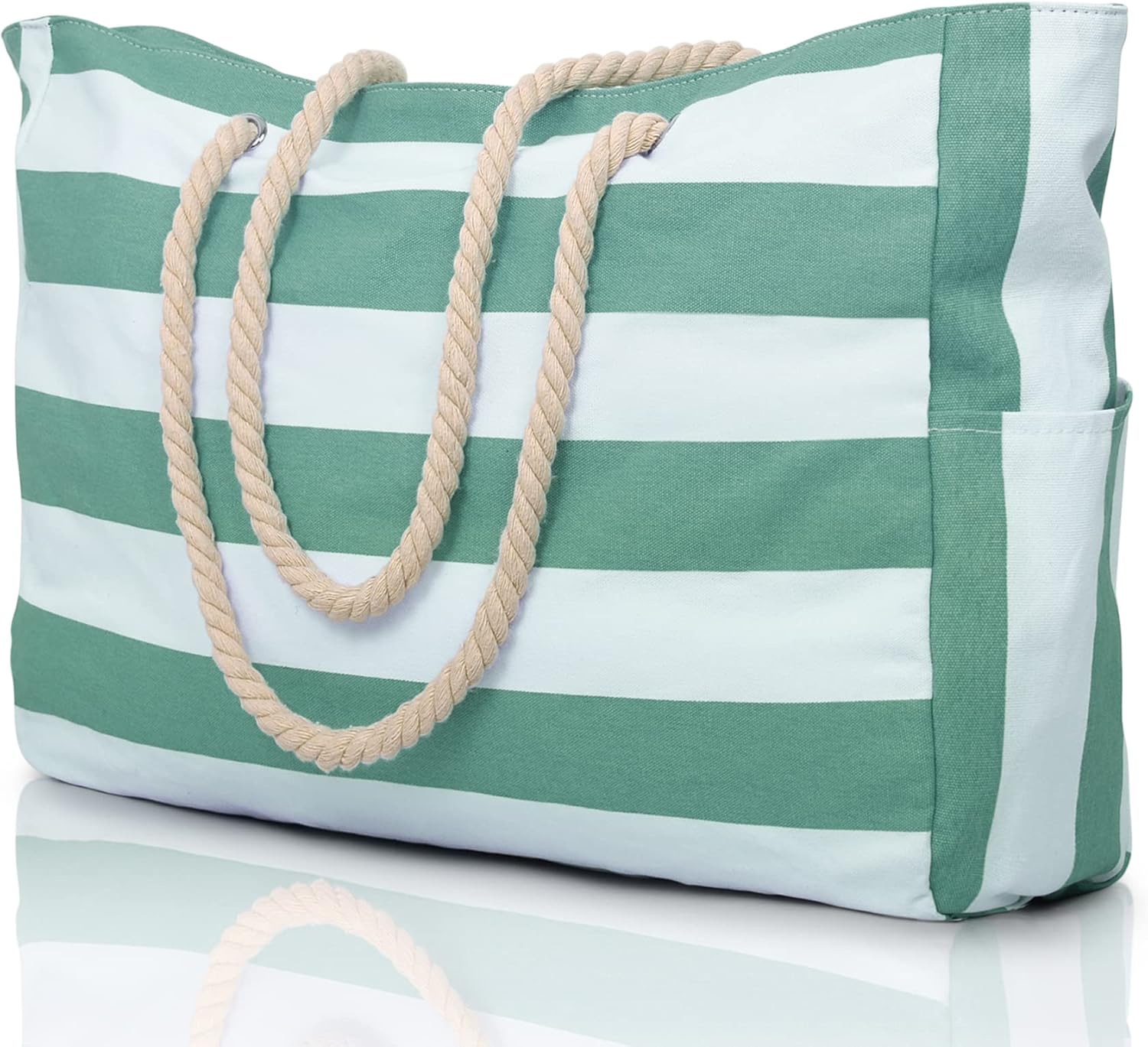 NOUVEAU RICHE Wasserdichte Extragroße Strandtasche Mit Taschen Für Wochenendtrips Grün