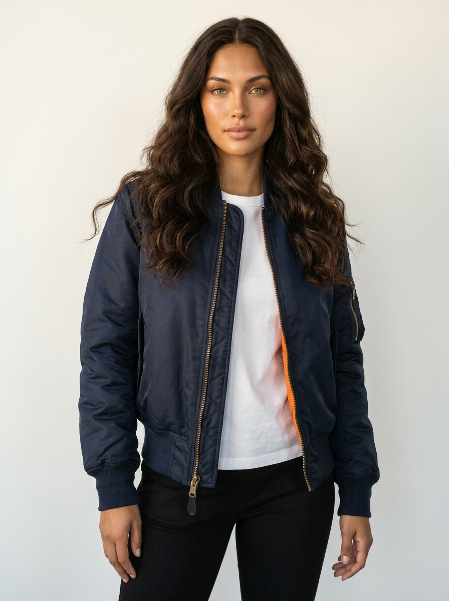 Klassische Bomberjacke für Damen in Satin-Optik mit Utility-Details – Sportlich elegante Übergangsjacke für Freizeit und Alltag