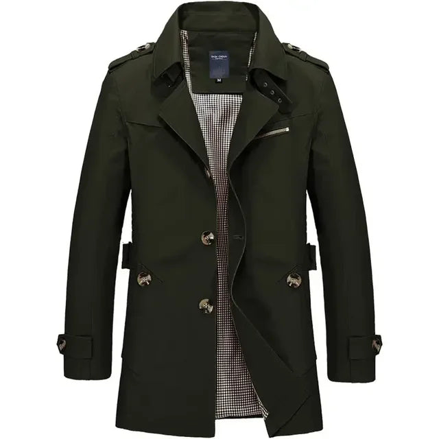 Men's Classic Trench Coat | Lightweight Summer Coat Breathable & Weatherproof | Elegant Transitional Jacket for Business & Leisure