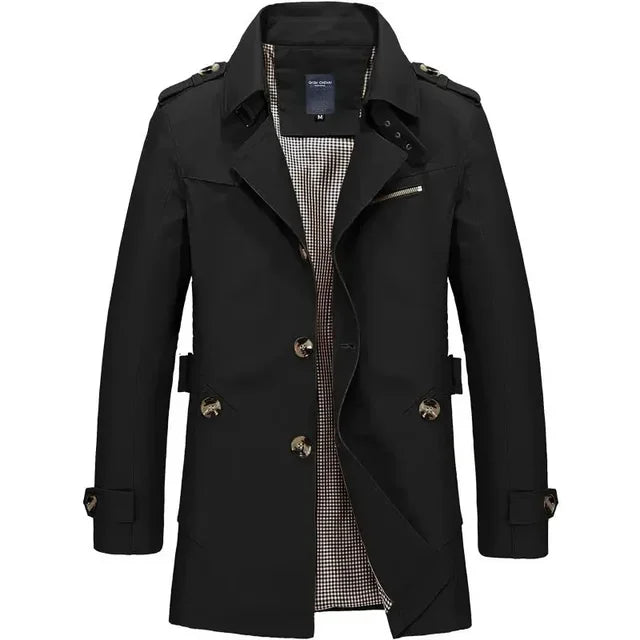 Men's Classic Trench Coat | Lightweight Summer Coat Breathable & Weatherproof | Elegant Transitional Jacket for Business & Leisure
