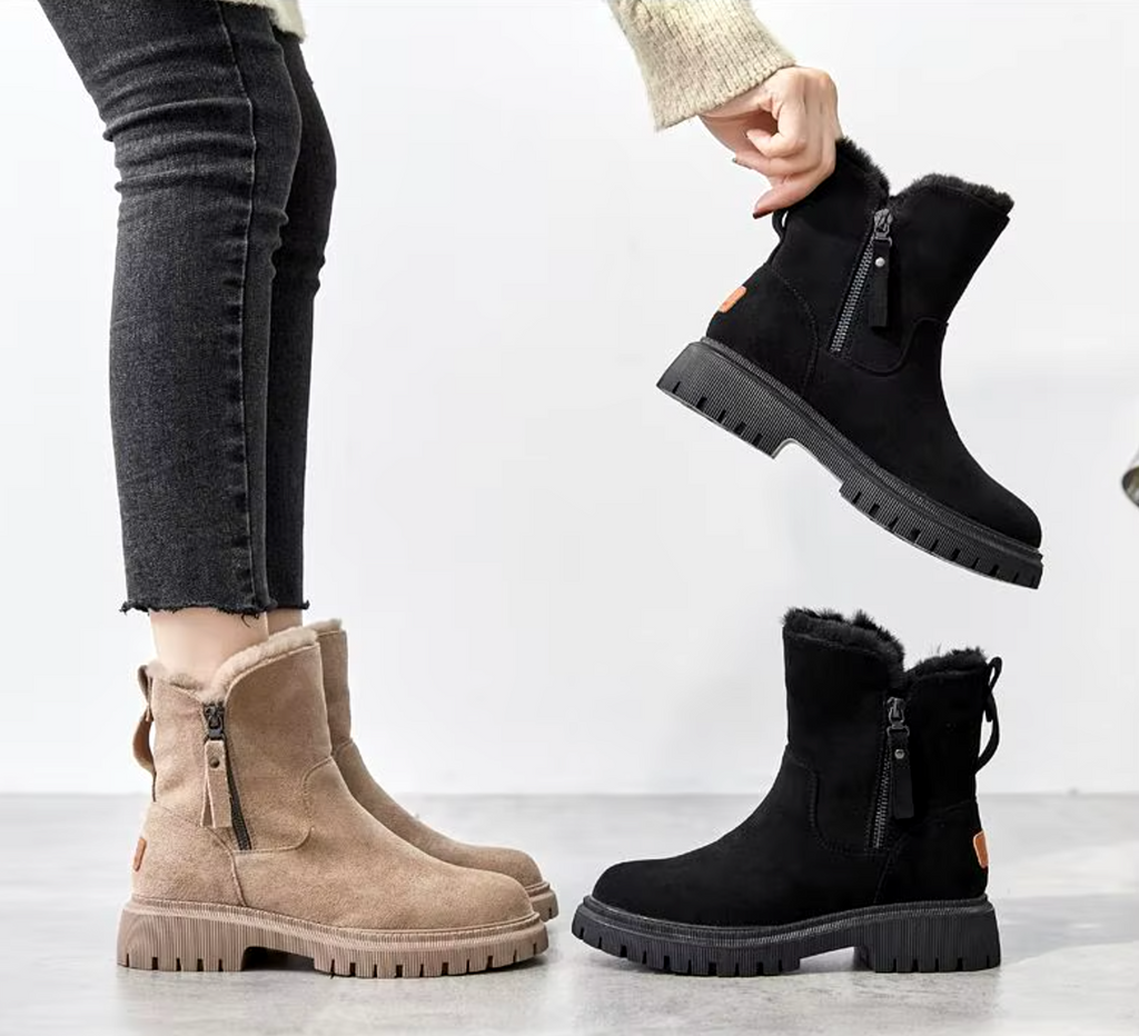 Warme Damen-Stiefeletten mit Fellfutter & Chunky-Sohle