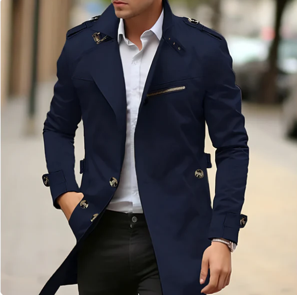Men's Classic Trench Coat | Lightweight Summer Coat Breathable & Weatherproof | Elegant Transitional Jacket for Business & Leisure