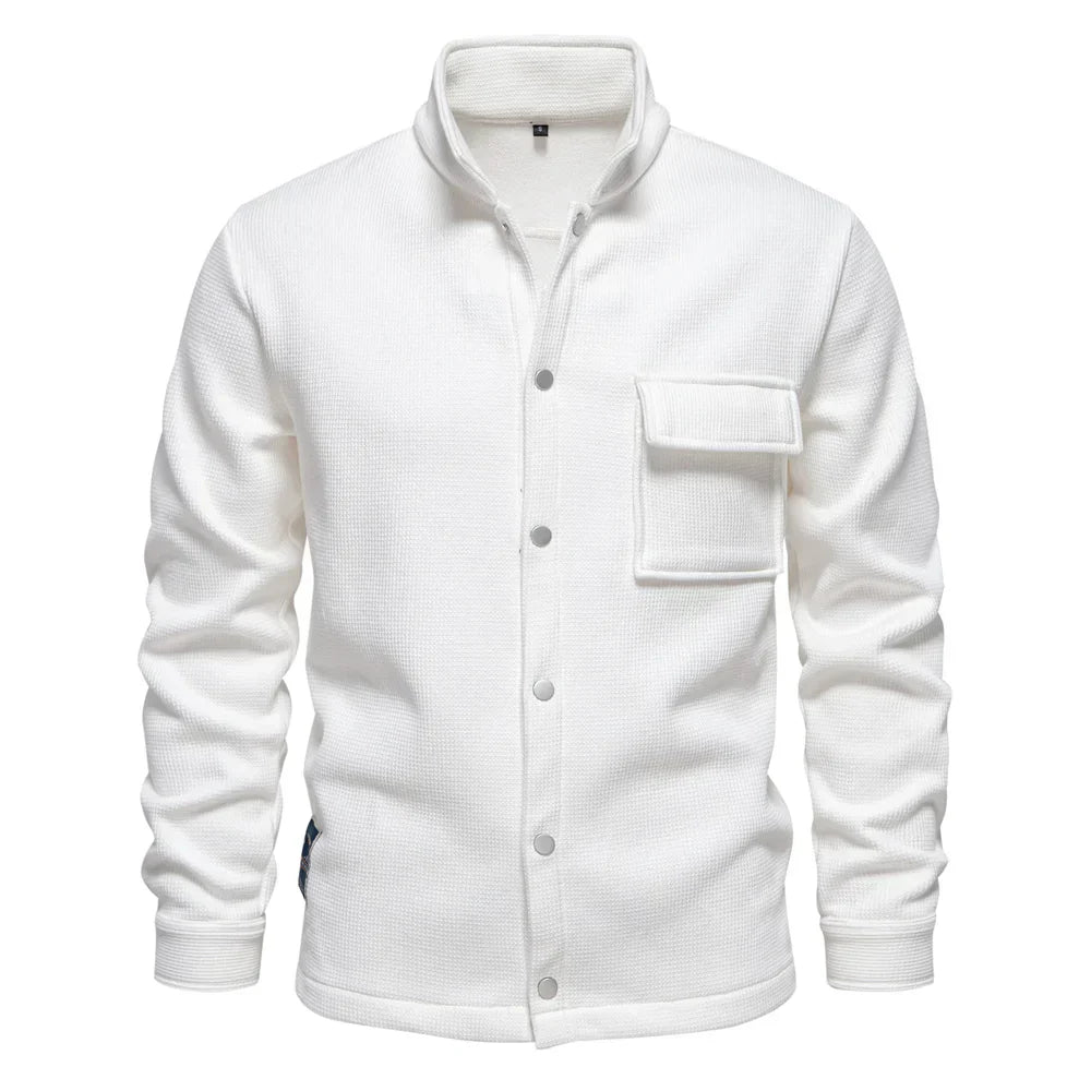 Men's winter jacket | With thick fleece lining | Stand-up collar with button placket