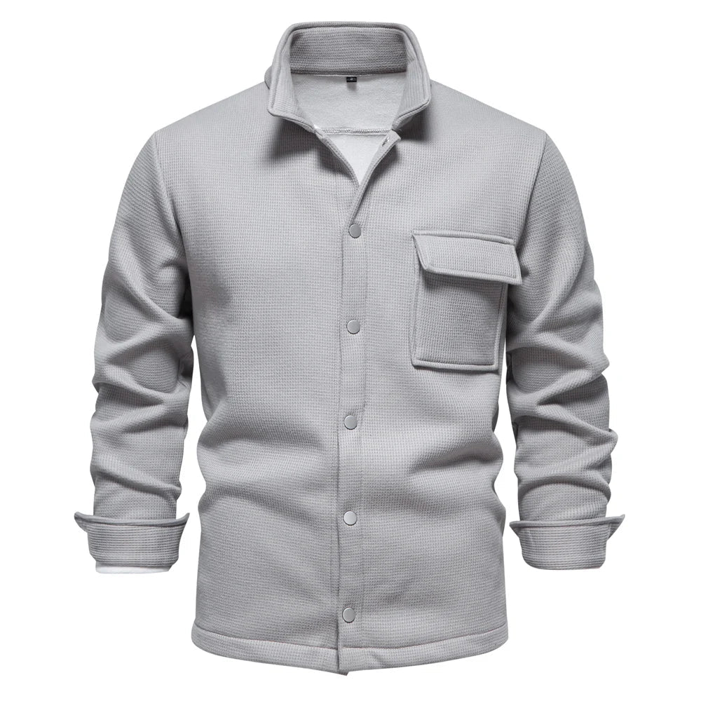 Men's winter jacket | With thick fleece lining | Stand-up collar with button placket