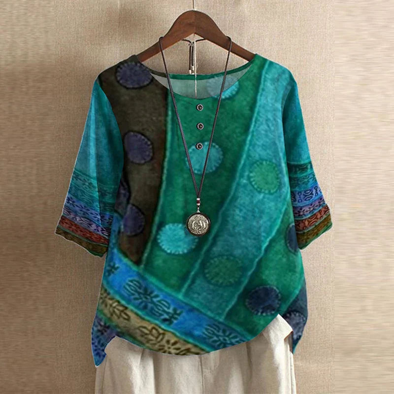 Women's blouse with vintage floral pattern