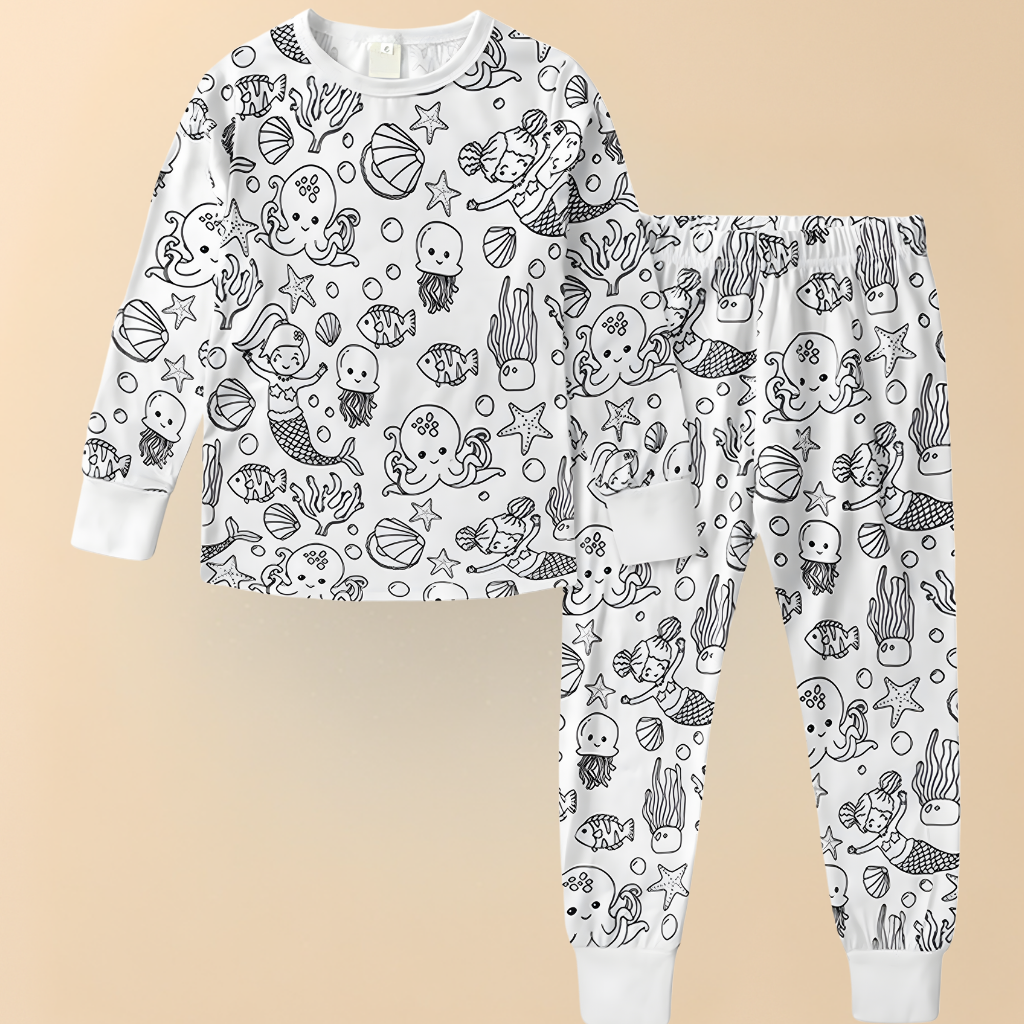 Children's Cotton Pajama Set for Coloring – Creative Christmas Pajamas