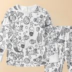Kinder Baumwoll-Schlafanzug-Set zum Ausmalen – Kreativer Weihnachts-Pyjama