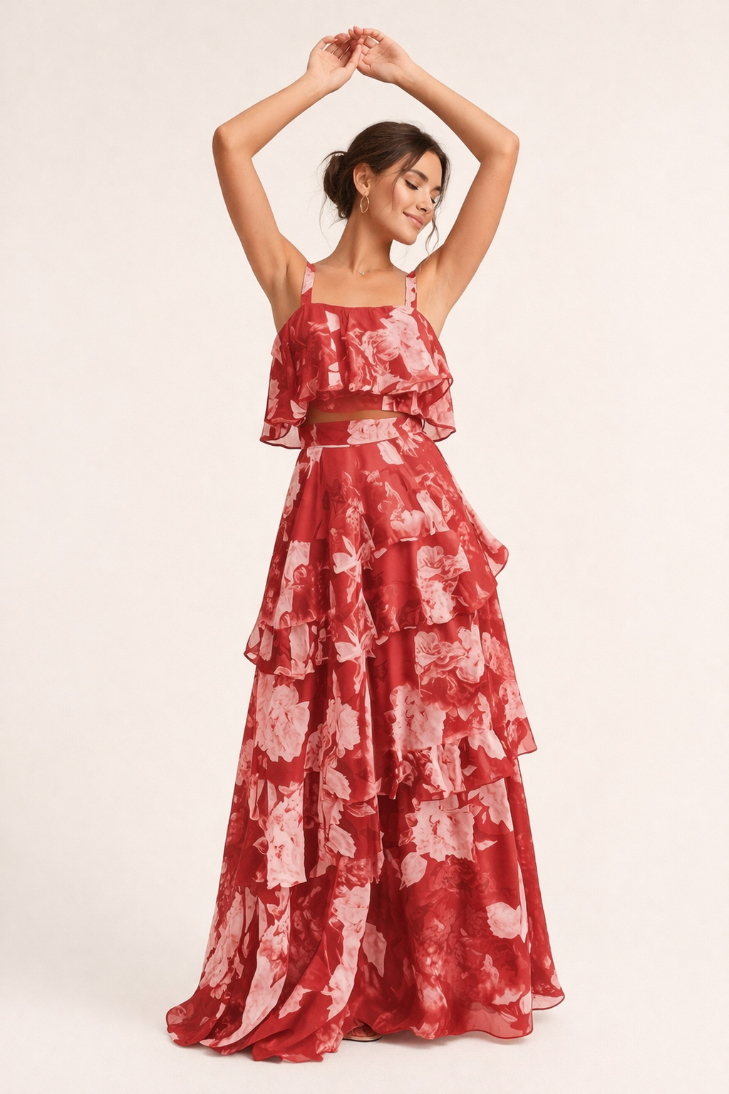 Damen Sommer Set Geblümt | Zweiteiler mit Rock und Top | Leichtes Sommeroutfit für Urlaub und Freizeit | Luftiges Design
