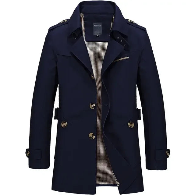 Men's Classic Trench Coat | Lightweight Summer Coat Breathable & Weatherproof | Elegant Transitional Jacket for Business & Leisure