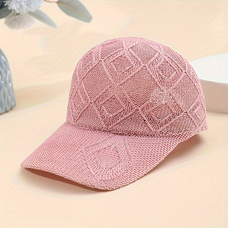 Crocheted Women's Baseball Cap | Breathable Summer Cap with Visor and Adjustable Closure | Fashionable Crochet Design