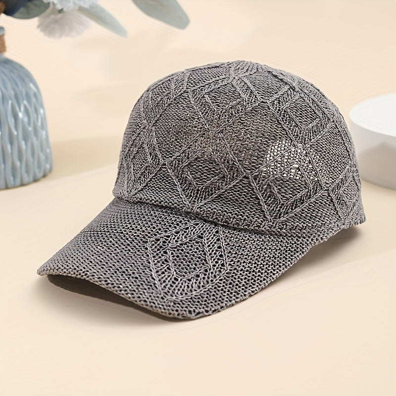Crocheted Women's Baseball Cap | Breathable Summer Cap with Visor and Adjustable Closure | Fashionable Crochet Design
