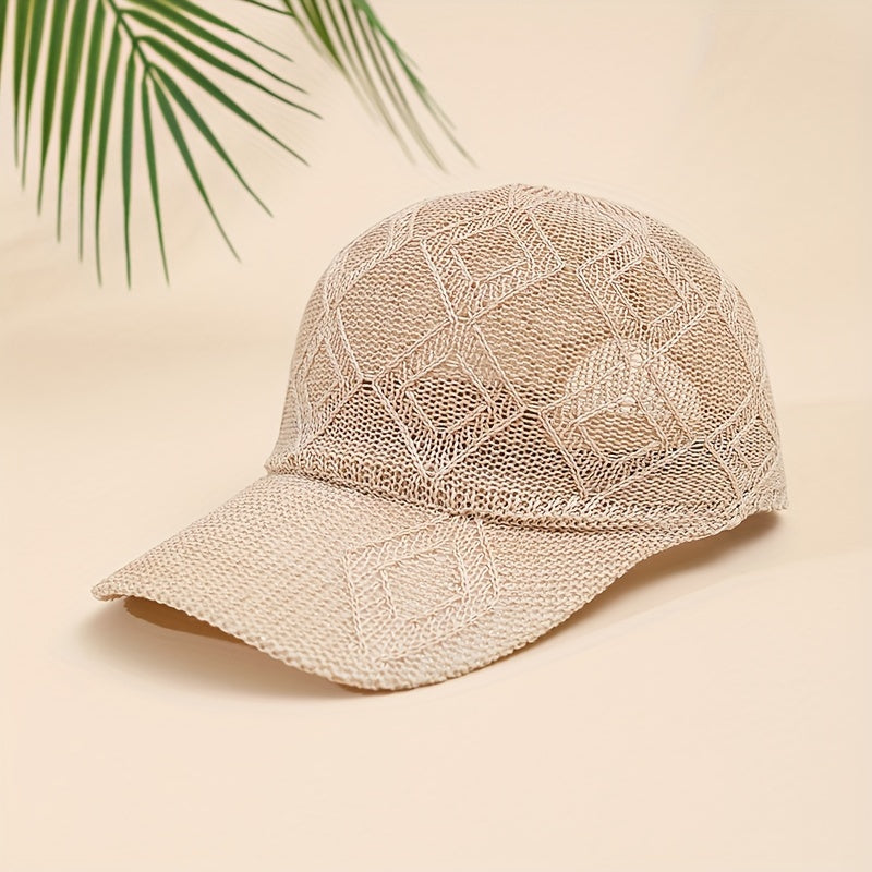 Crocheted Women's Baseball Cap | Breathable Summer Cap with Visor and Adjustable Closure | Fashionable Crochet Design