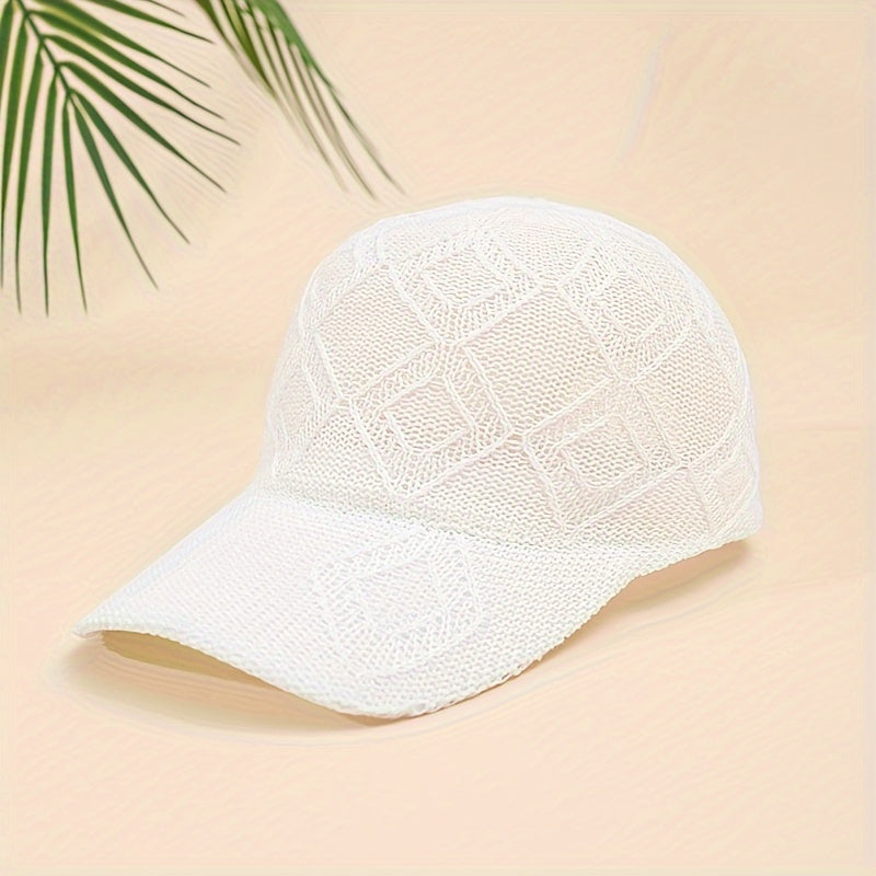 Crocheted Women's Baseball Cap | Breathable Summer Cap with Visor and Adjustable Closure | Fashionable Crochet Design