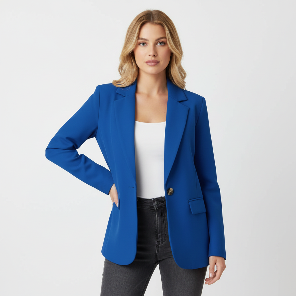 Taillierter Damen Blazer | Eleganter Business Blazer mit Knopfdetail und Taschen | Leichte Jacke für Büro und Freizeit