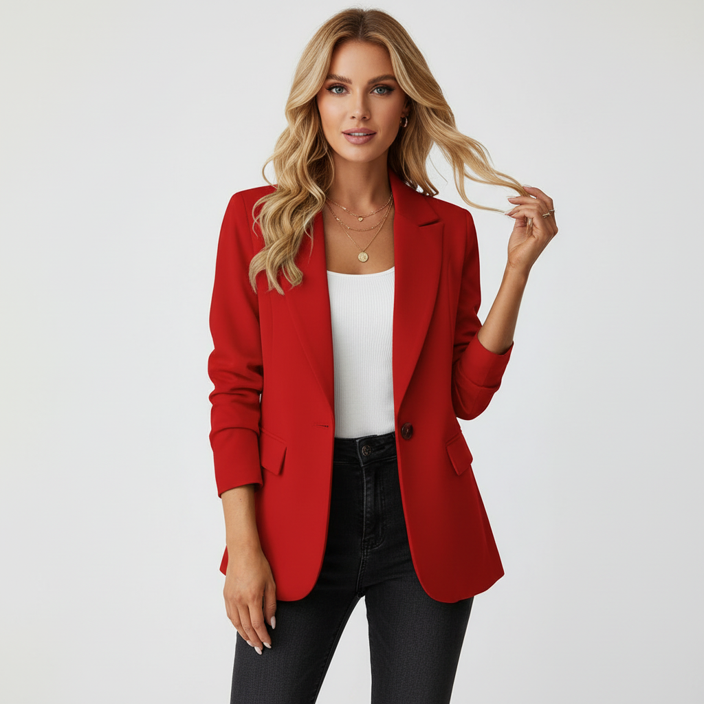 Taillierter Damen Blazer | Eleganter Business Blazer mit Knopfdetail und Taschen | Leichte Jacke für Büro und Freizeit