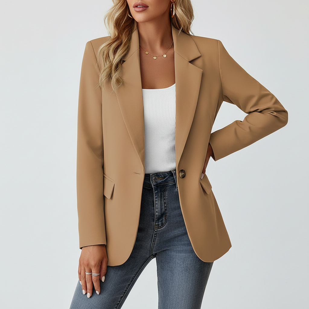 Taillierter Damen Blazer | Eleganter Business Blazer mit Knopfdetail und Taschen | Leichte Jacke für Büro und Freizeit
