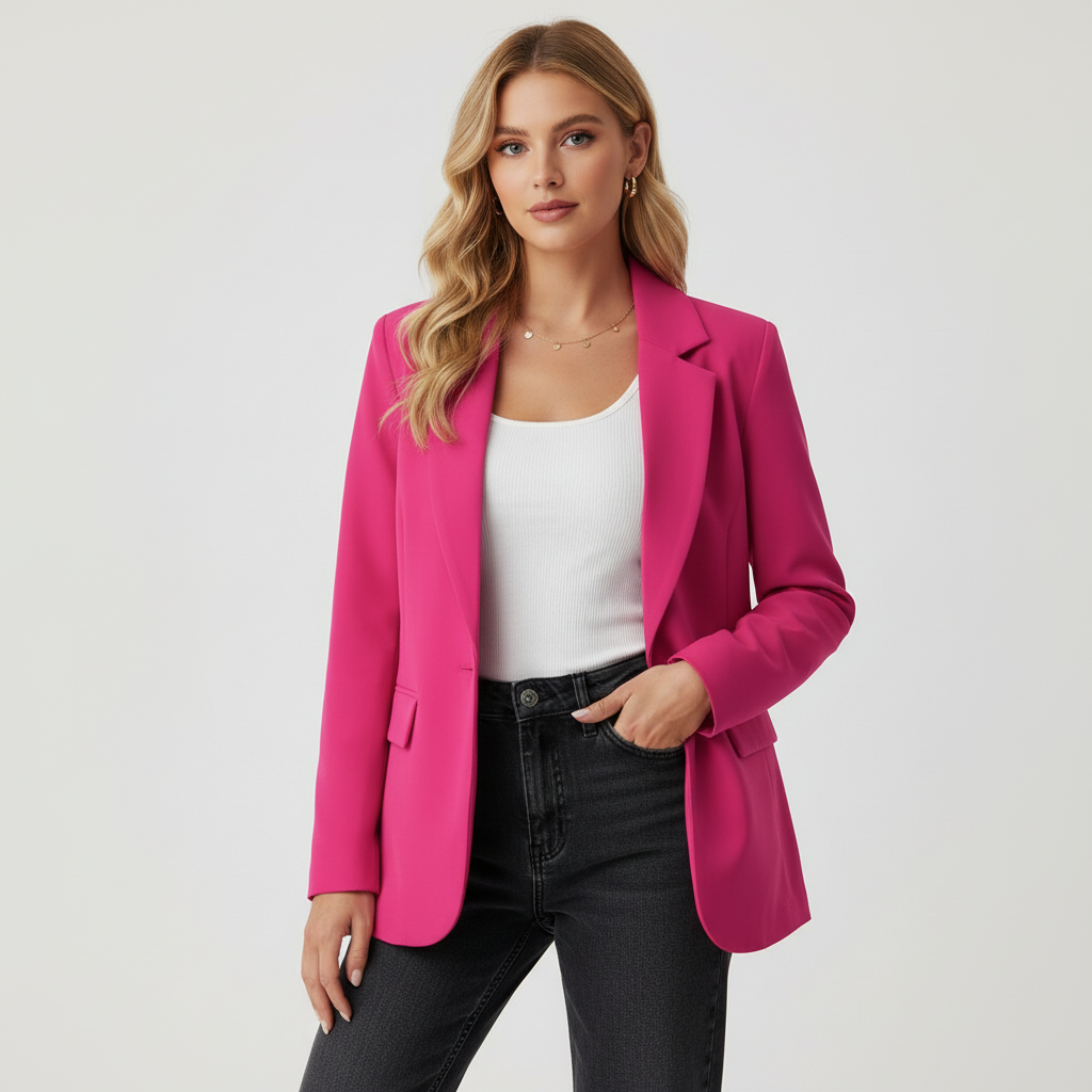 Taillierter Damen Blazer | Eleganter Business Blazer mit Knopfdetail und Taschen | Leichte Jacke für Büro und Freizeit