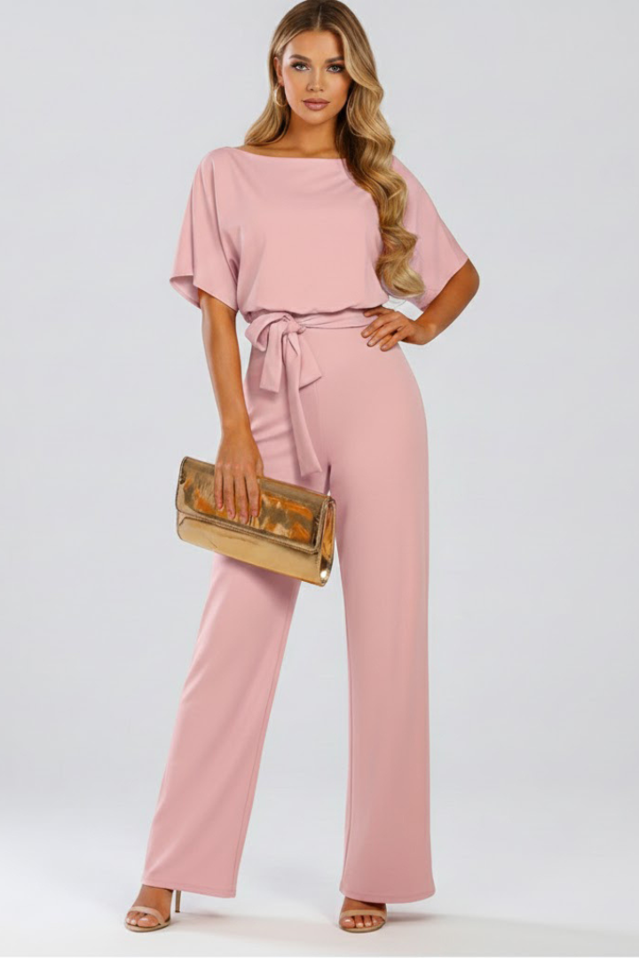 Damen-Jumpsuit mit Gürtel und weitem Bein