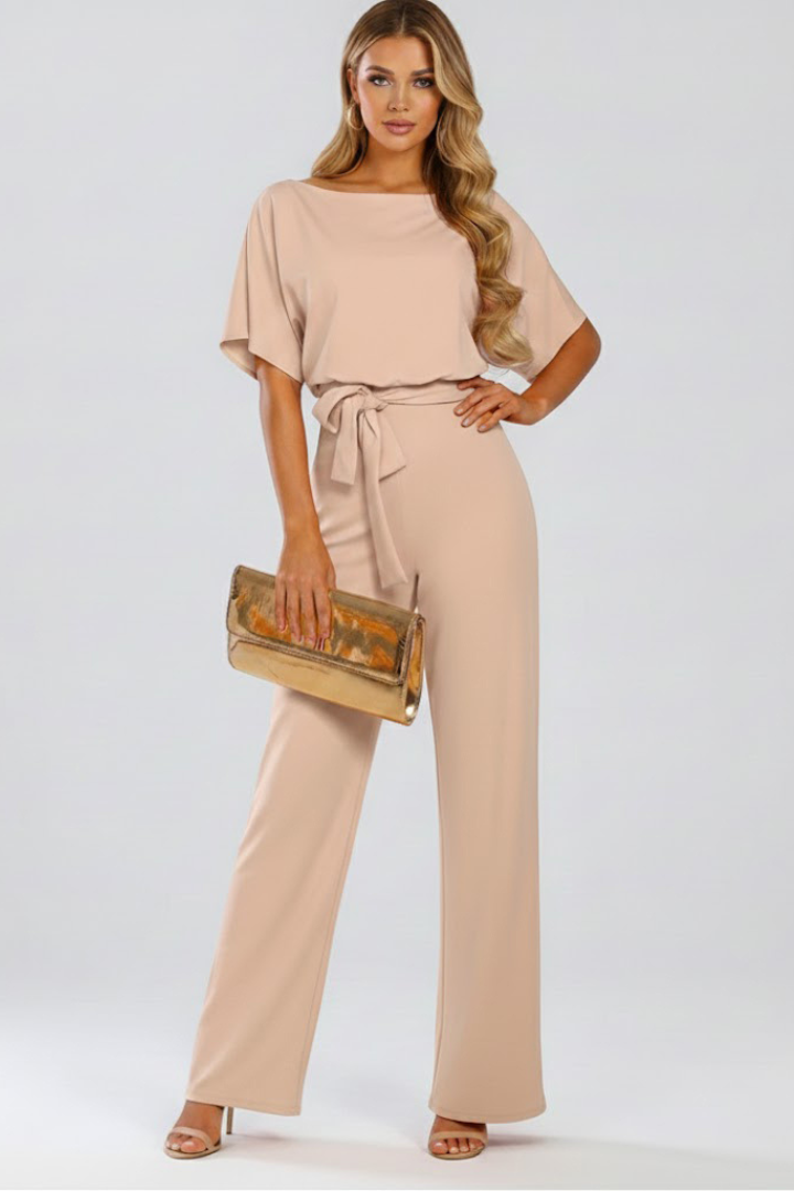 Damen-Jumpsuit mit Gürtel und weitem Bein