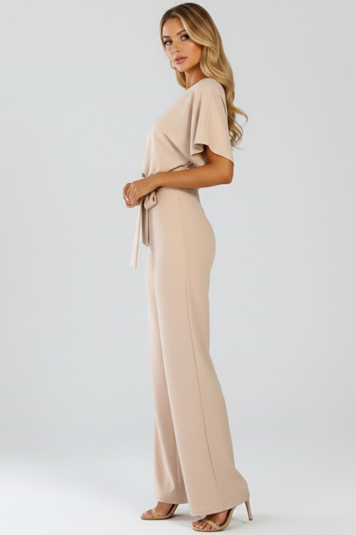 Damen-Jumpsuit mit Gürtel und weitem Bein