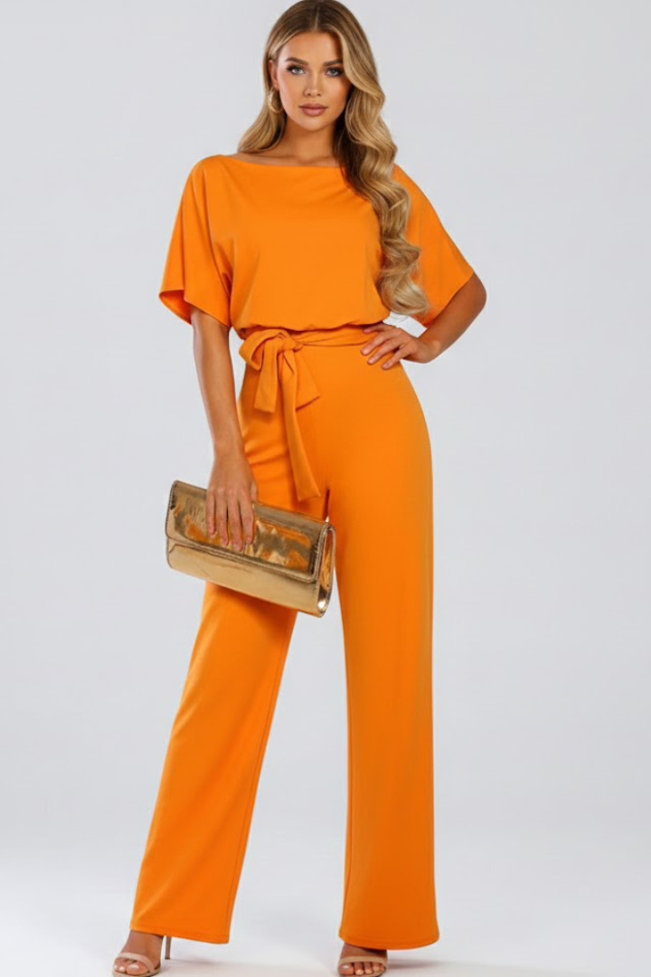 Damen-Jumpsuit mit Gürtel und weitem Bein