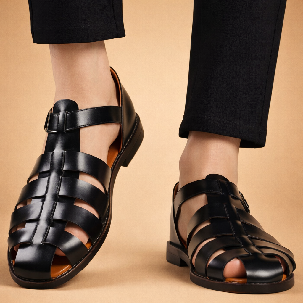 Herren Sandalen mit Riemen | Klassische Sommerschuhe für Männer | Bequeme und atmungsaktive Riemensandalen für den Alltag