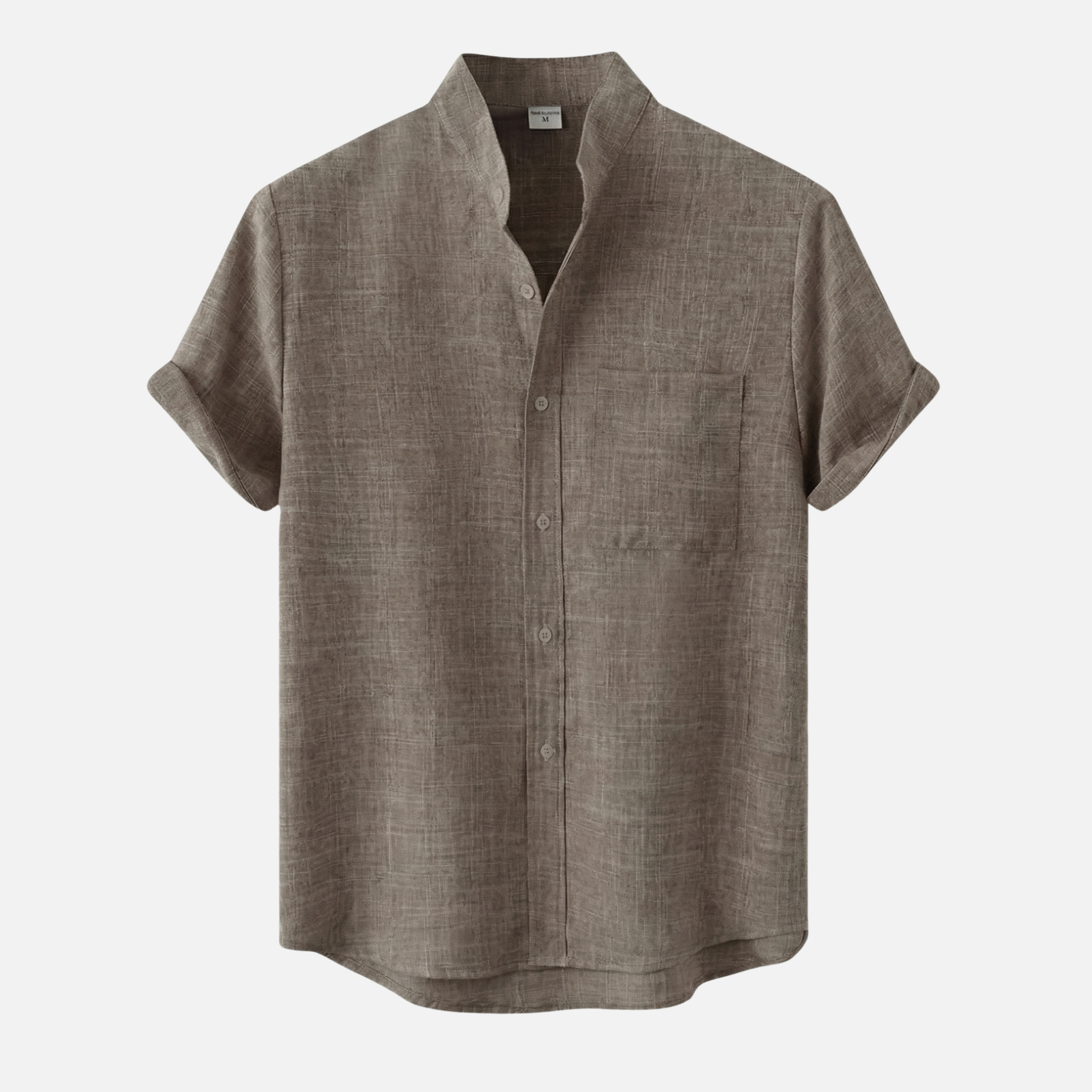 Structured cotton blend shirt with stand-up collar for men