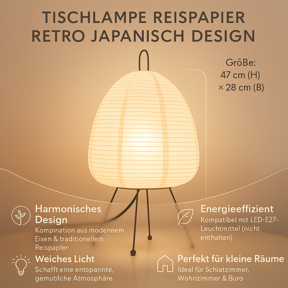 Japanische Retro-Tischlampe aus Reispapier